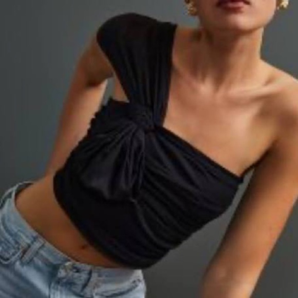 Maeve by Anthropologie mesh one shoulder crop top
